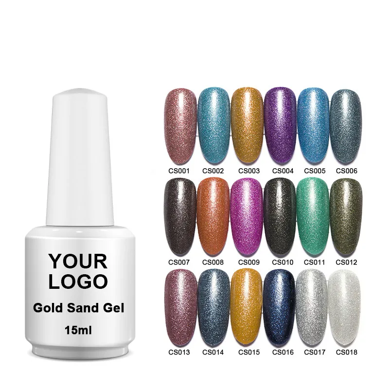 Rich Pigment Professional Factory Best Price Odorless Uv Soak Off Gold Sand Vegan Colour Gel Nail Polish Supplies Oem