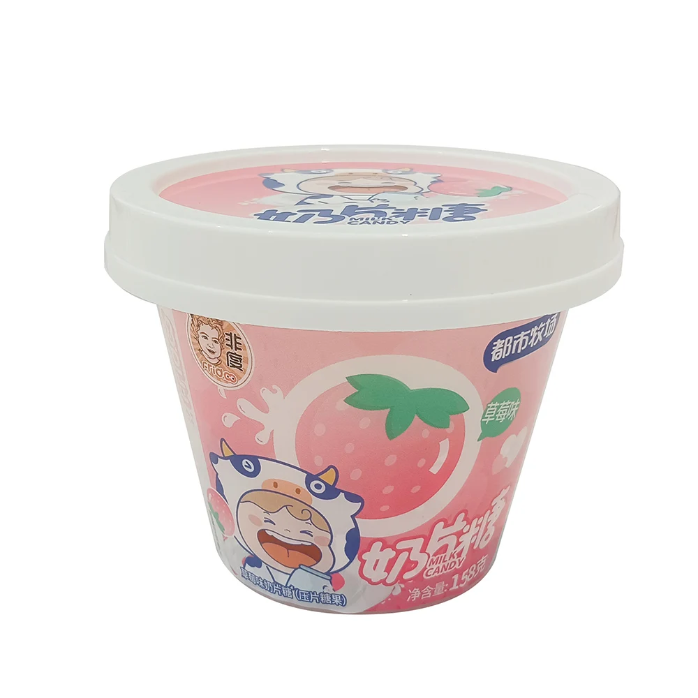 158g Milk Powder Contained High Protein Bottle Packed Chewable Strawberry Milk Candy