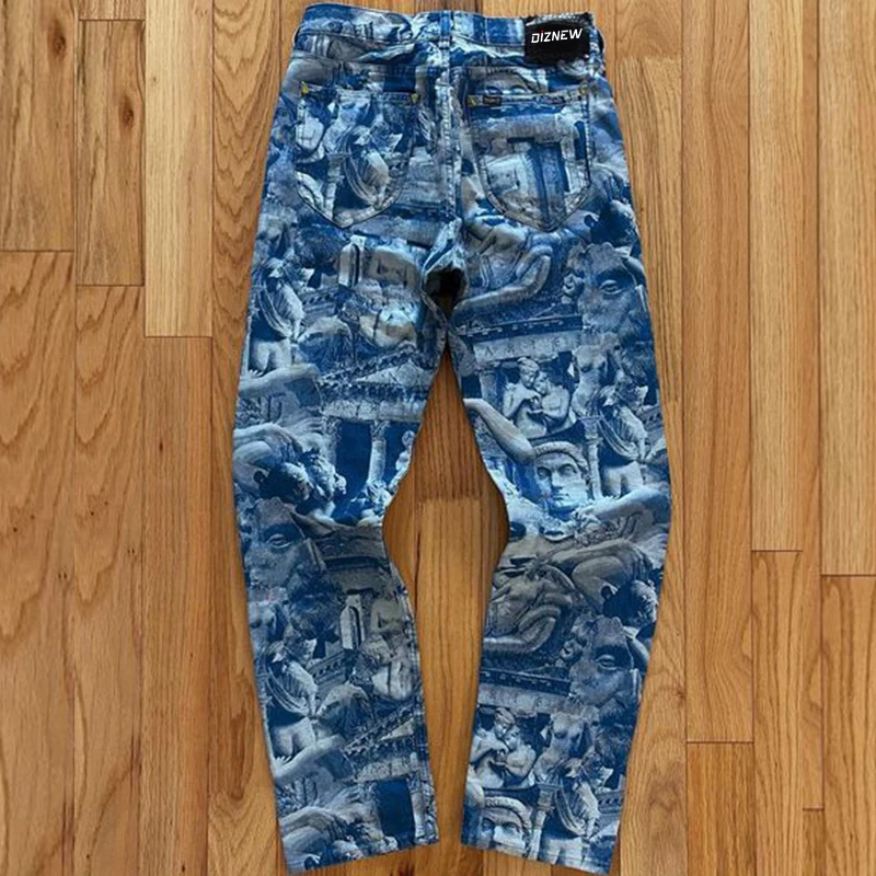 DiZNEW High Quality Jacquard Craft Custom Design Logo Wholesale Clothing Mens Jeans Pants 2023