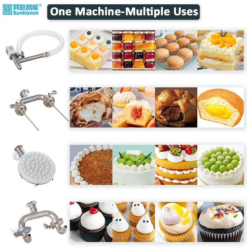 Semi Automatic Sandwich Puff Pastry Birthday Fruit Cup Cake Bread Filling Machine
