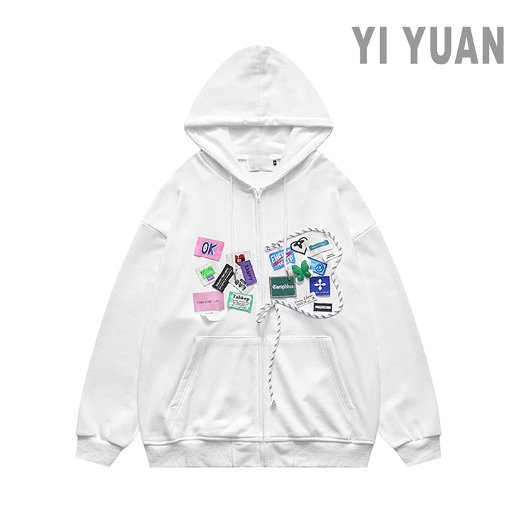 Hip Hop Sweatshirts White Mens Customizable Printed Cotton Streetwear Man Clothes