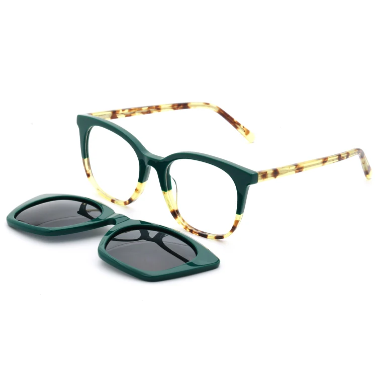 G5701 новый дизайн ацетатная оправа с ацетатным зажимом на солнцезащитных очках квадратные сильные магнитные поляризационные зажимы