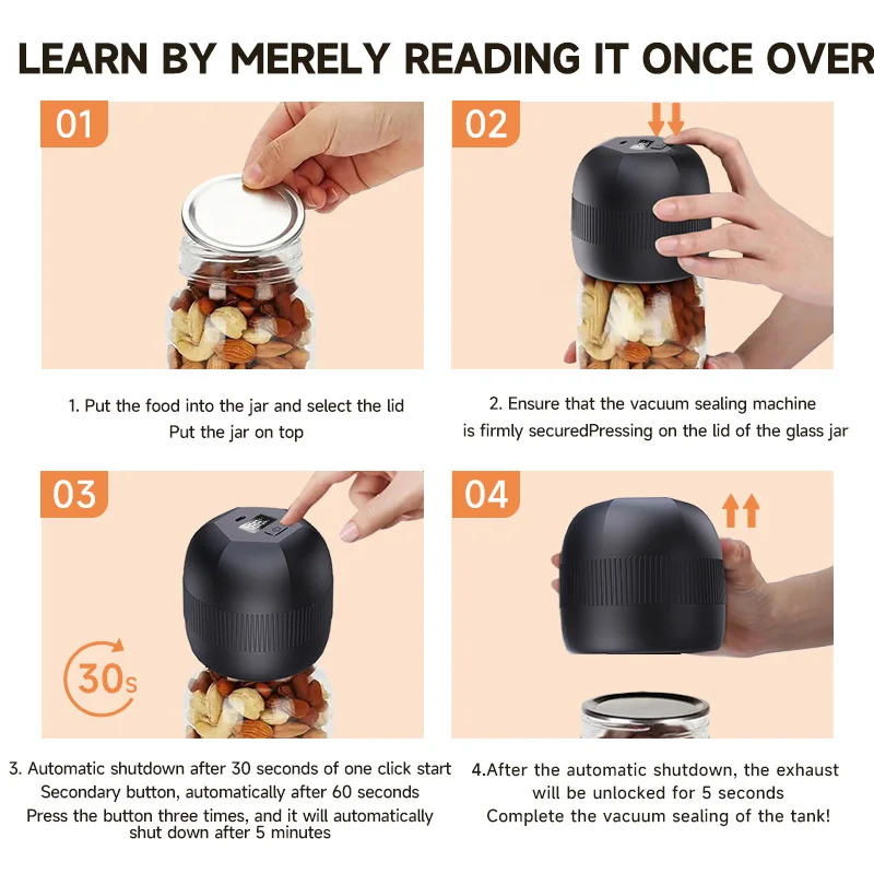 new innovative products Mason Jar Vacuum Lid Household Packer Magic Seal Electric Jar Vacuum Sealer scelleuse sous vide