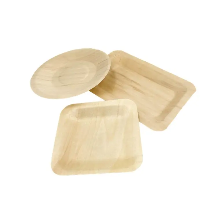 Customize Size YiHong Environmental Friendly Tableware Food Serving Tray Biodegradable Aspen Disposable Wooden Plates