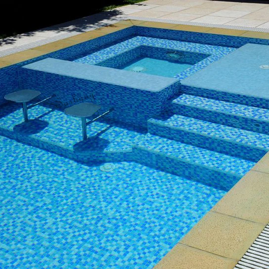 Hot Melt Blue Iridescent Tiles Pearlescent Outdoor Swimming Glass Pool Mosaic Tiles Blue Color Iridescent Glass Mosaic Pool Tile