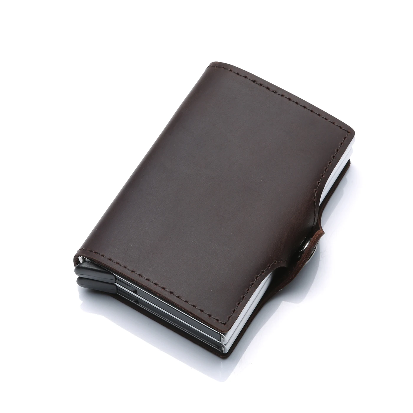 Free Shipping New Automatic Pop-up  Carbon Fiber  Travel  Card Protector Wallet