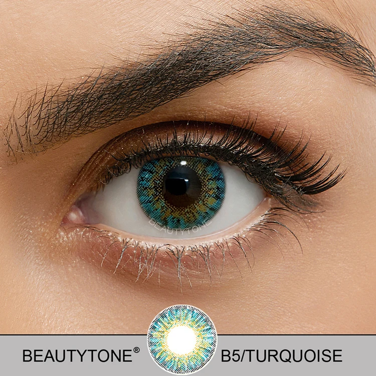 Смеси BeautyTone бирюзовый чехол темно-коричневые глаза естественный вид мягкие линзы оптовая продажа смешанные цвета цветные контакты