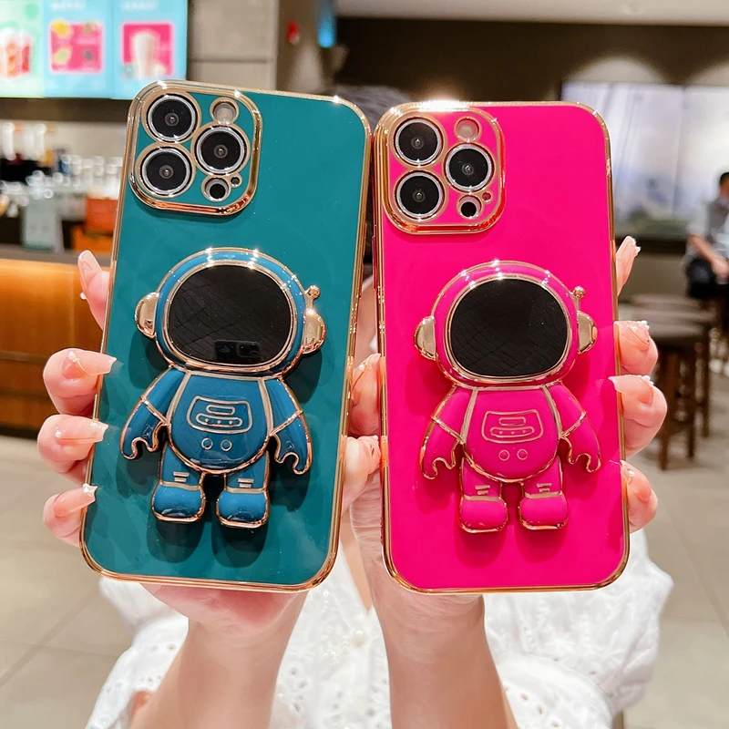 MAXUN гальванический 6D астронавт складной Стенд чехол для телефона iPhone X XS XR 11 12 13 14 Plus Pro