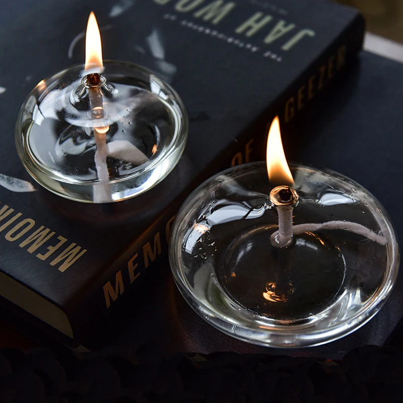 Classic Home Lighting Clear Borosilicate Glass Oblate Kerosene Lantern Vintage Oil Lamps for Indoor Decor Use