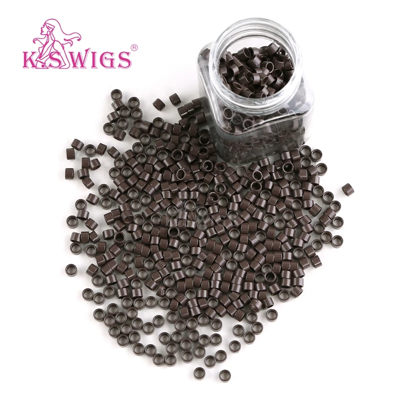 K.S WIGS 1000pcs 4.0*3.0*3.0 mm Silicone Micro Lined Micro Rings Links Tubes for Micro Ring Human Hair Extensions