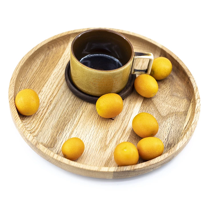 High Quality Round Wooden Tray Multiple Shapes Wooden Serving Tray  Personalized Wood Tray