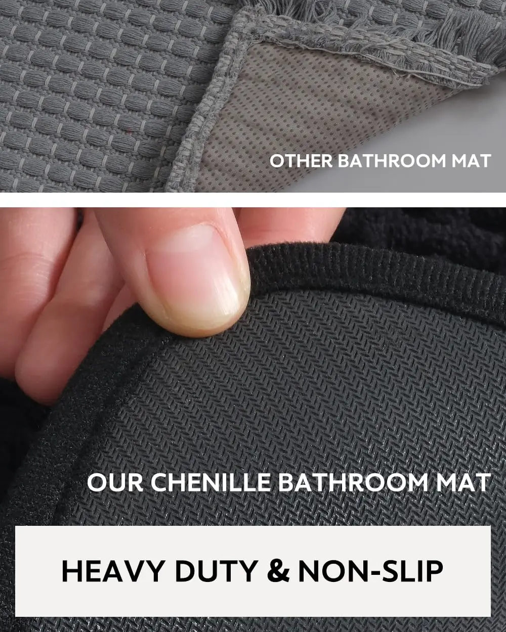 Quick Drying Chenille Bath Mat Rubber Backing Bathroom Rugs Non Slip Bath Mats for Bathroom Super Absorbent Bath Rugs