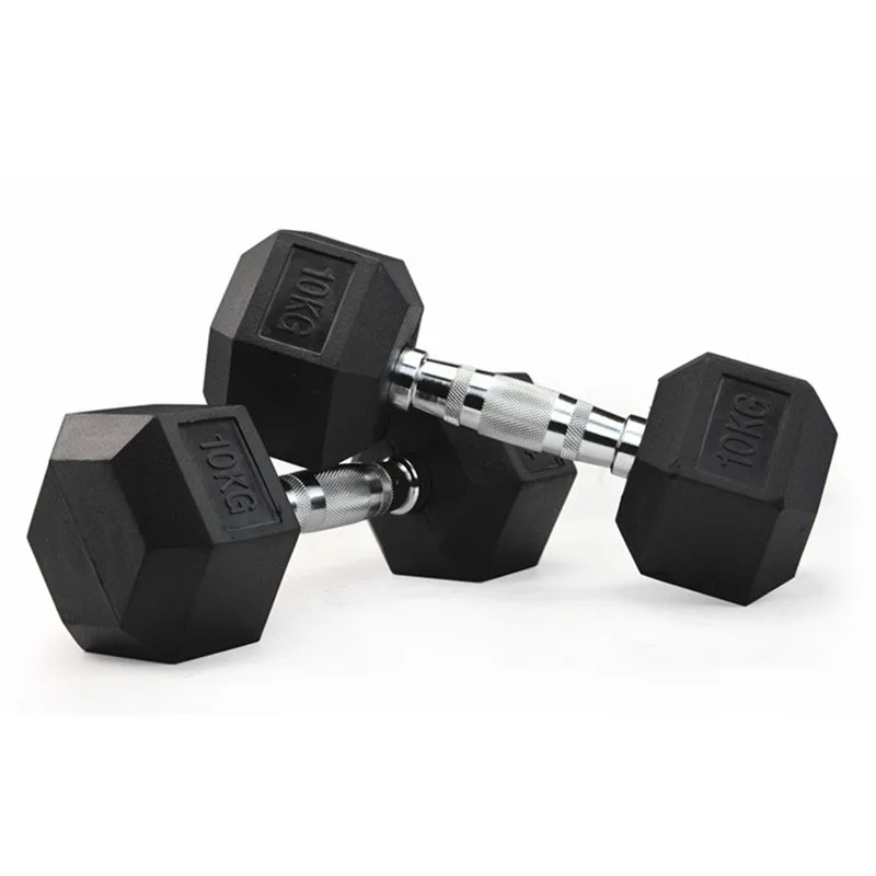 Factories sell high quality cheap black painted rubber coated hex boxed set ofdumbbells pounds 10kg dumbbell set