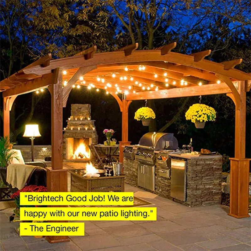 Custom 10M 15M 20M 48ft E26/E27 LED Outdoor Festoon Bulb String Lights IP65 Waterproof Wedding Christmas Garden Party Light