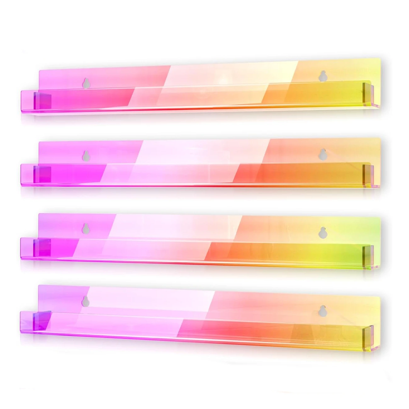 Custom Rainbow Floating Shelf Set Iridescent Colorful Acrylic Shelves for Wall