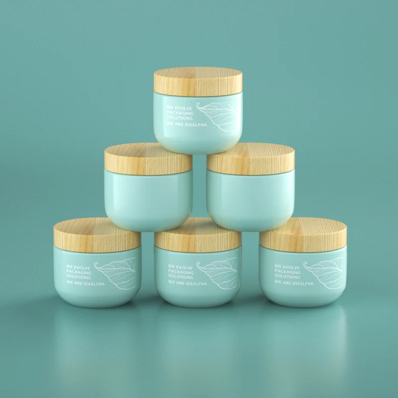 Custom 77/400 Round Plastic Cream Jar Lid Black Gold Bamboo Screw Lid