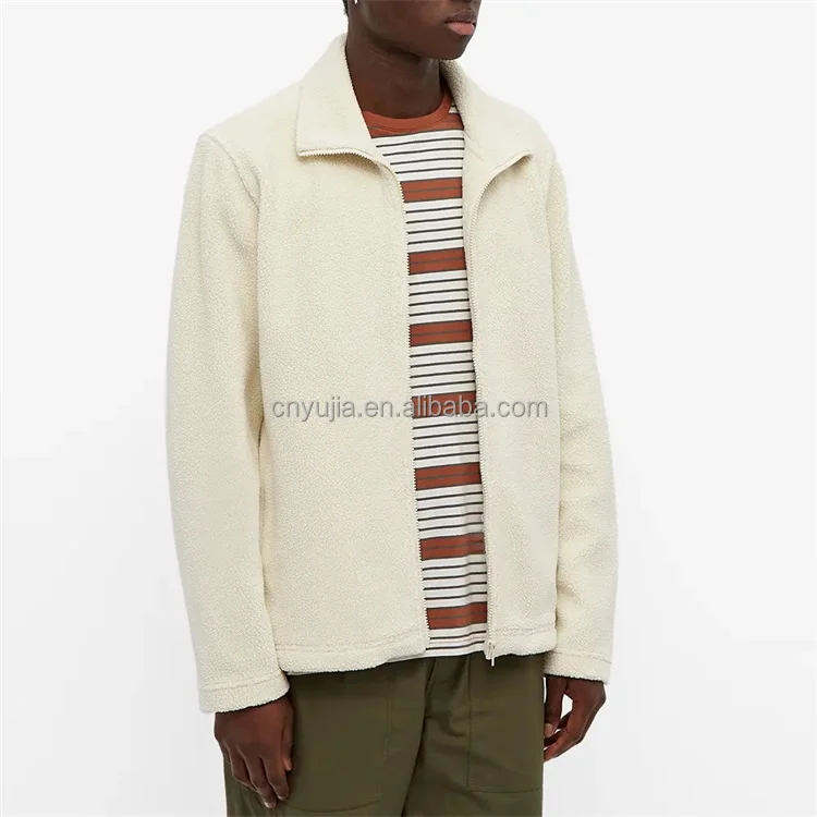 OEM Custom men 100% polyester funnel neck berber sherpa fleece jacket with two side pockets