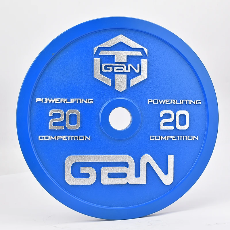 blue 20KG steel bumper gym weight powerlifting calibrated plate chrome fitness equipment manufacturer