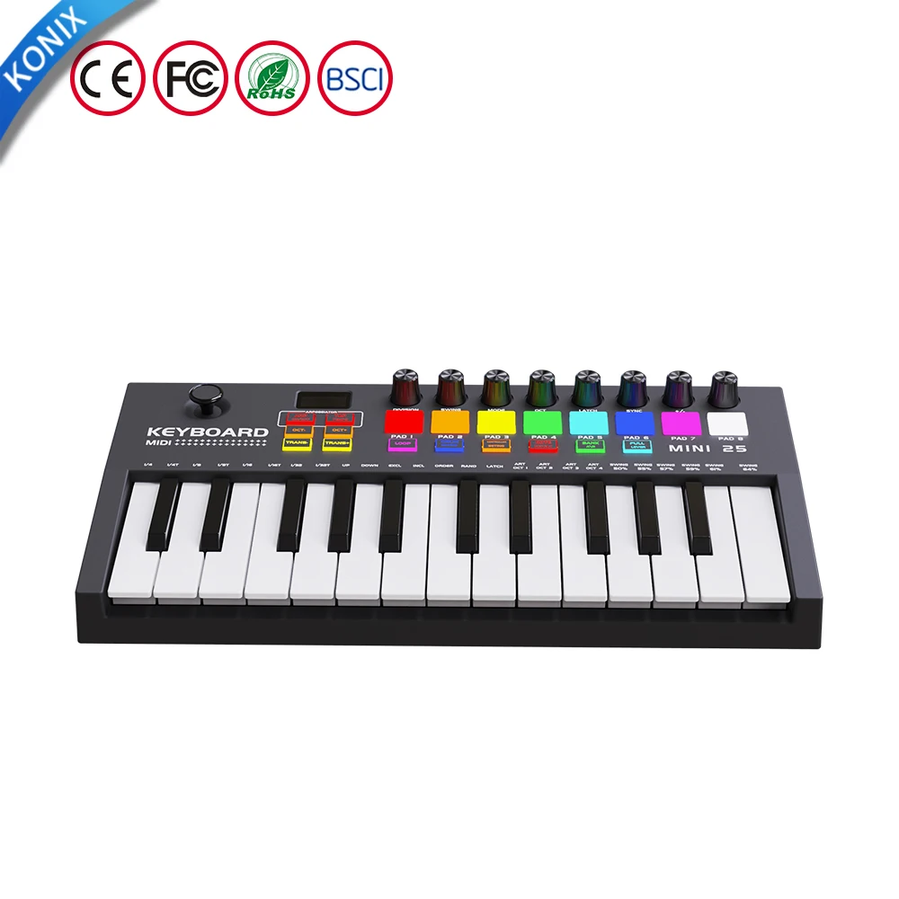 Гуаньдун Konix новый продукт 25 ключ USB клавиатура и Drum MIDI контроллер