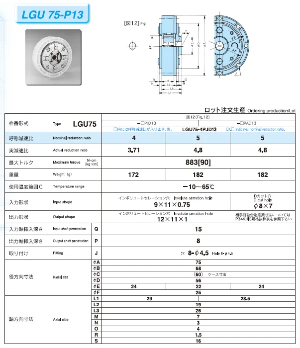 LGU75-P13 series matex torque amplifier reducer planetary gear set