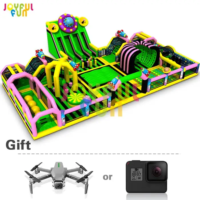 Giant model Guangzhou factory inflatable castle playground with big slide for amusement park