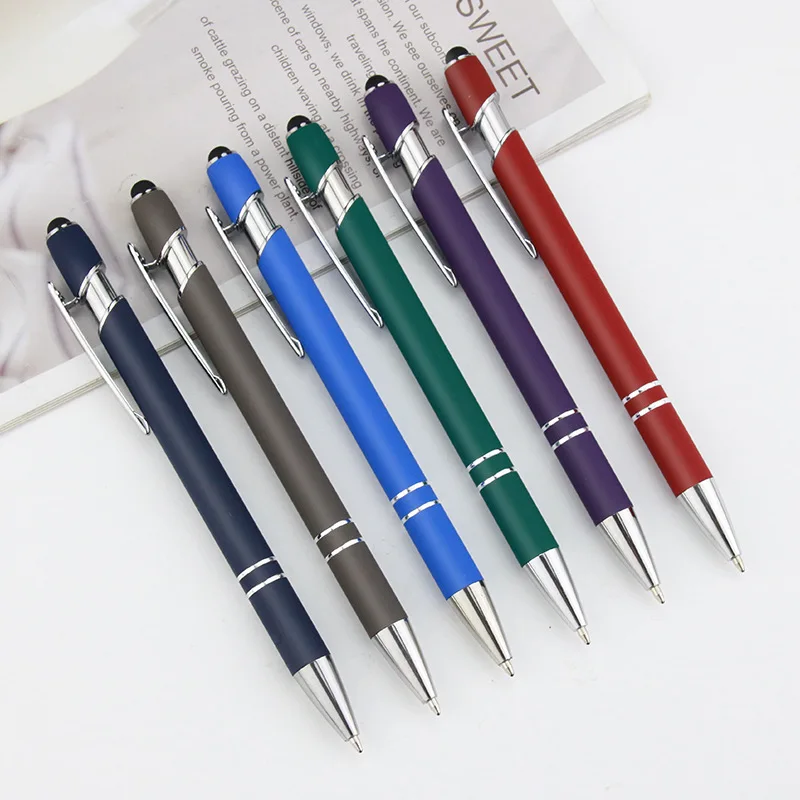 Plastic metal button press pen Aluminum rod touch ballpoint pen Mobile phone touch screen handwriting stylus
