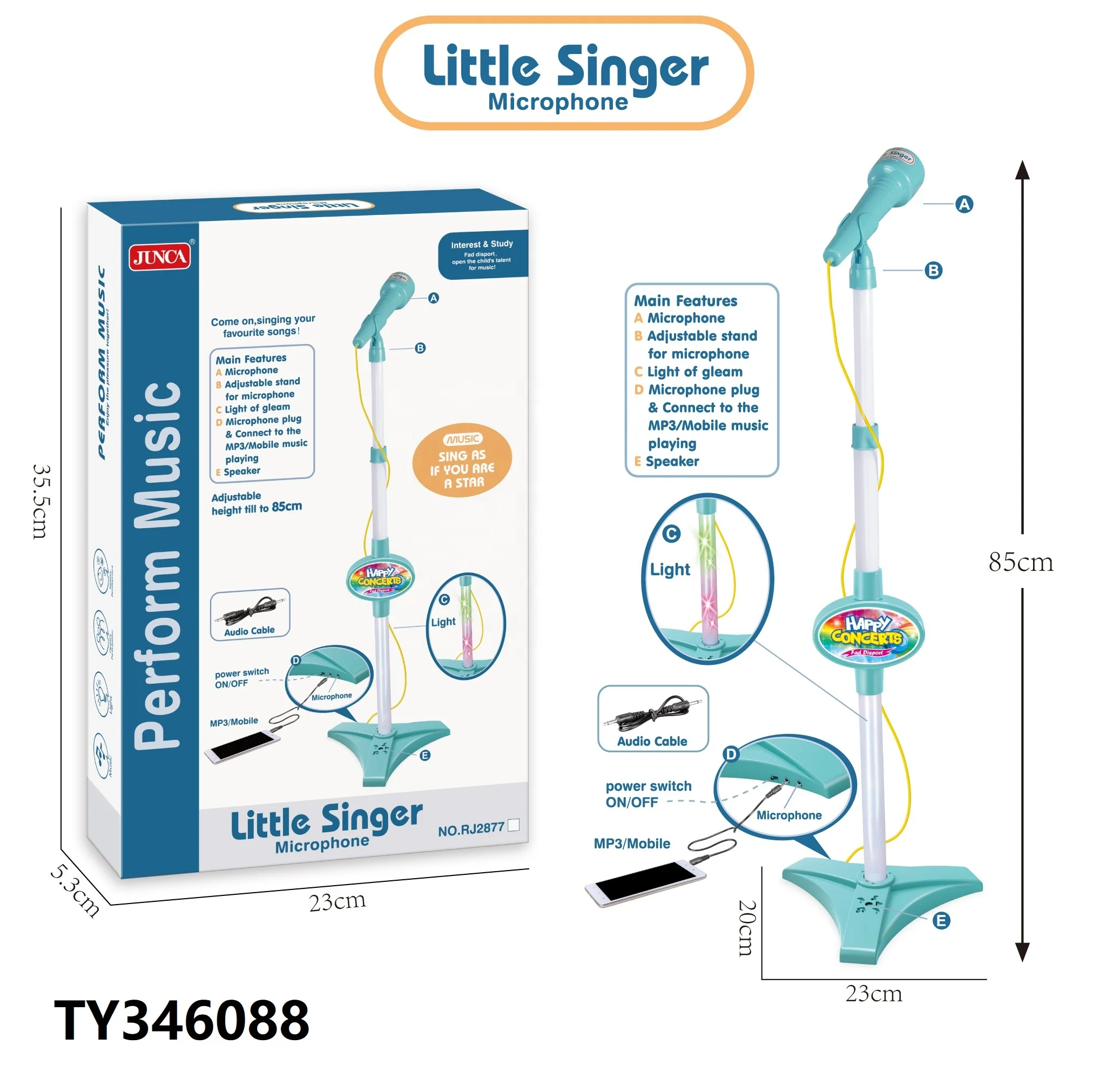 New Item Kids Karaoke Machine Adjustable Stand Electric Microphone for Kids