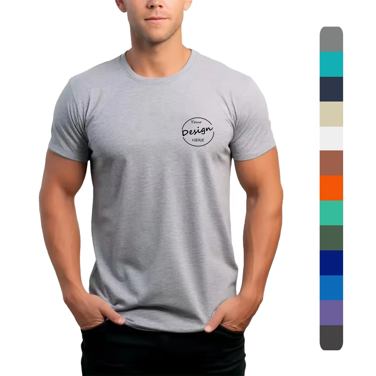 JL527B Polyester Blend Eco Friendly Heather Grey Tri Blend T Shirt Graphic Blank Custom Logo 180gram Customer Printed T Shirt