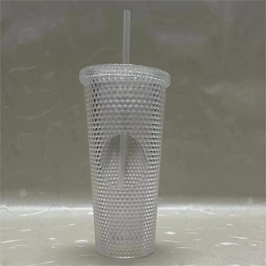 Hot Sale Reusable Diamond Drinking Cups 24 oz Multi Color Studded Tumbler with Lid and Straw