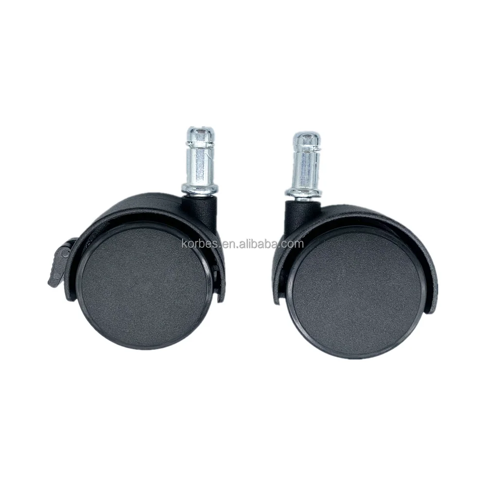 1.5 Inch Plastic Black Office Chair Caster Wheels Replacement Furniture Casters