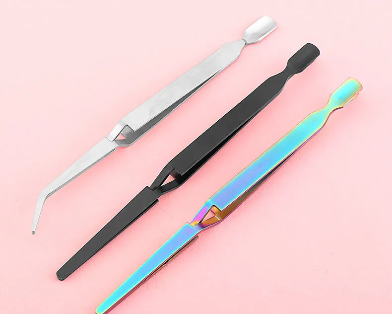 Double Heads Nail Tools Manicure Cuticle Pusher Stainless Steel Poly Gel Nail Tips Tweezers Clip Phototherapy Extended Clip