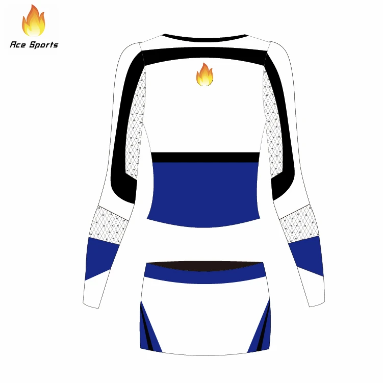 Ace Sports Wholesale Latest High School Long Sleeve Girl Cheerleader Skirt Costume Custom Rhinestone Cheerleading Uniforms