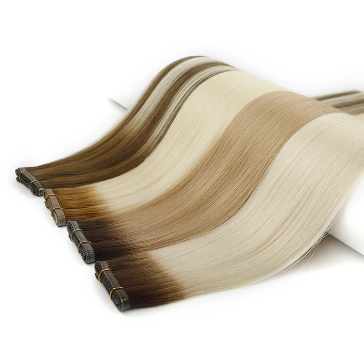 LeShine Hair Wholesale Russian Natural Human Hair Wefts Double Wefted Cuticle Aligned Flat Weft Hair Extension