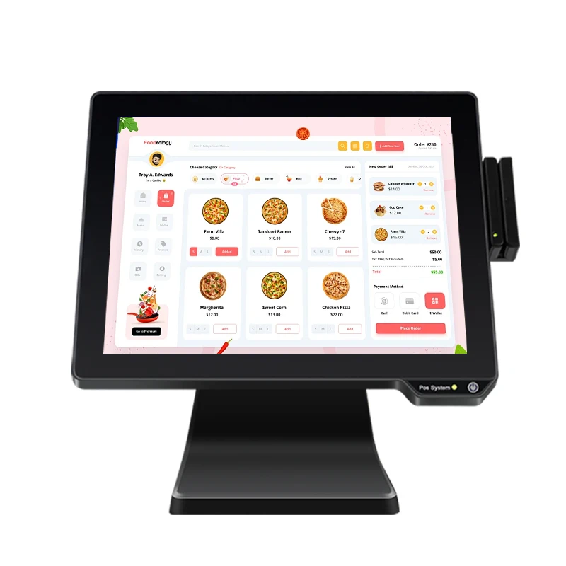 pos terminal cash register with thermal printer 15.1 Inch Touch Screen pos retail shop restaurant Pos System