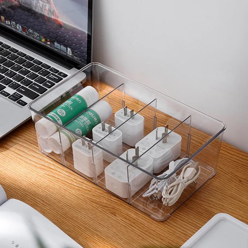 Fridge Organizer Stackable Refrigerator Clear Food Container With Divider Fridge Snacks Drink Storage Box