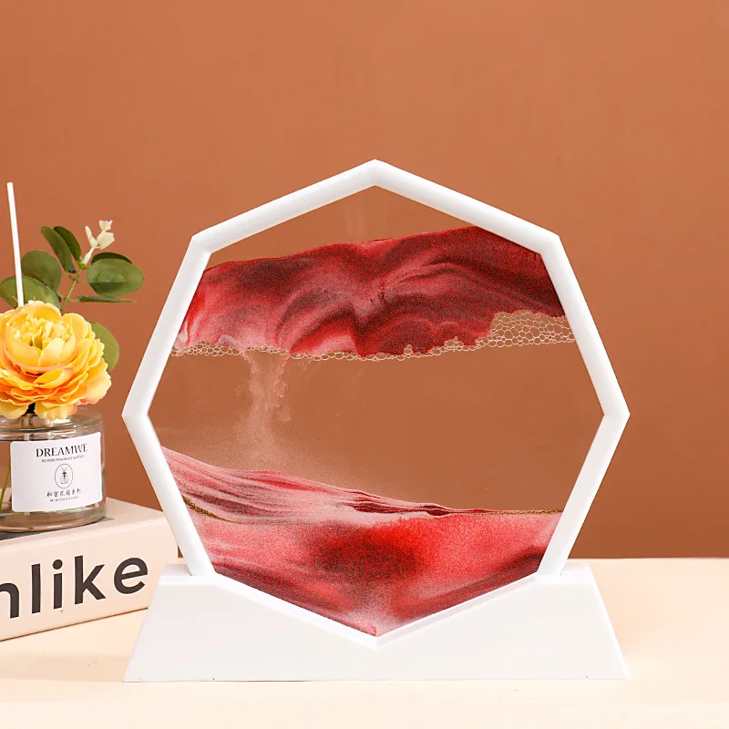 Moving Sand Art Picture 25cm Glass 3D Hourglass Deep Sea Sandscape Quicksand Painting For Home Decor