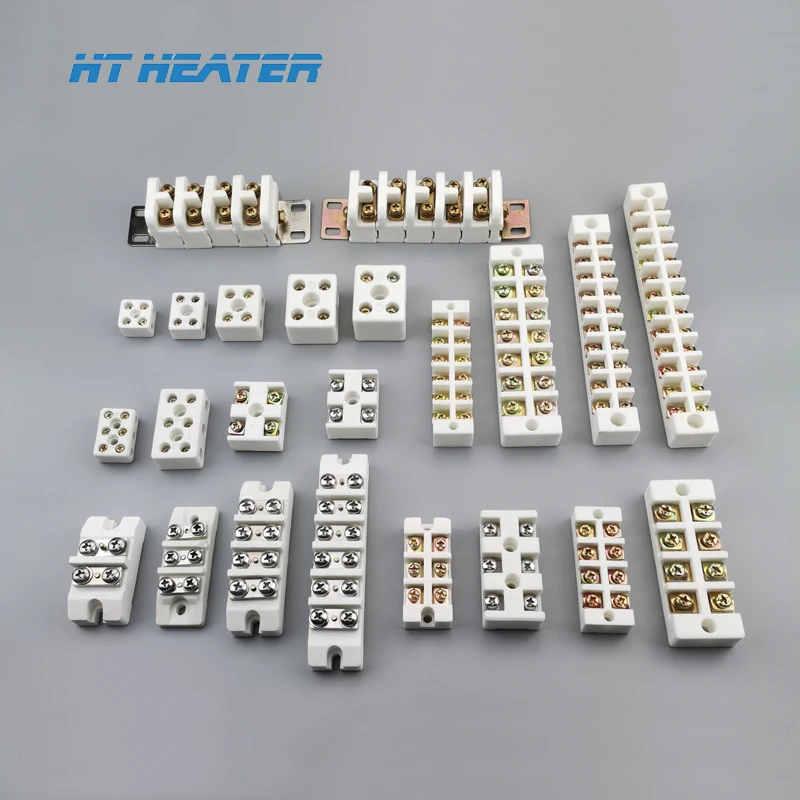 Hongtai 5A 10A 20A 25A 35A 50A Talc porcelain High frequency long short 2 3 5 6 8 poles ceramic terminal block