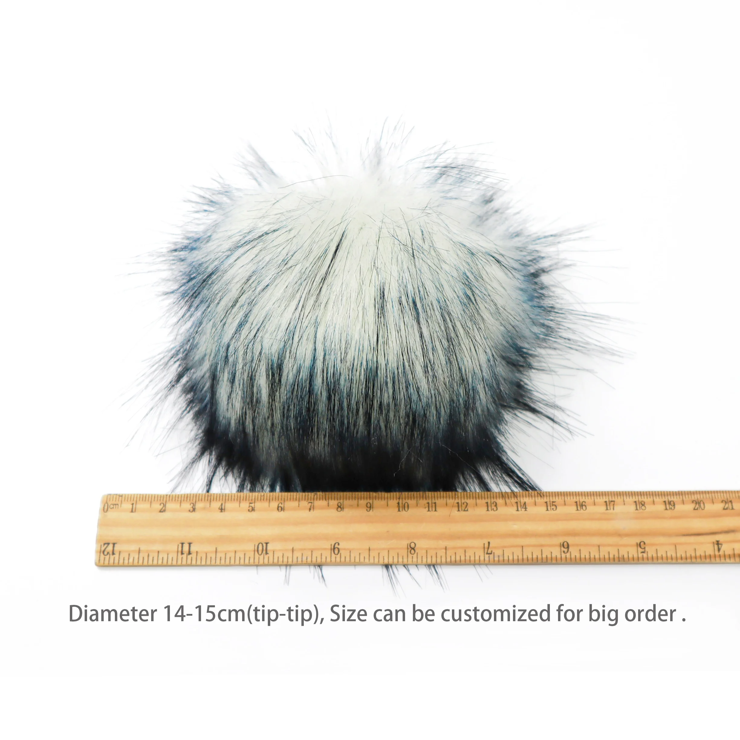 Faux Fur Pom Pom with Snap Buttons for Knitting Beanie Hats Fluffy Detachable Furry Balls Keychain Keyring Accessories