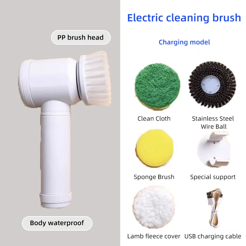 Cleaning Electric Spin Scrubber Scrub Kitchen Cleaning Tool USB 5 in 1 Handheld Bathtub Brush Electric Brush to Clean Sink