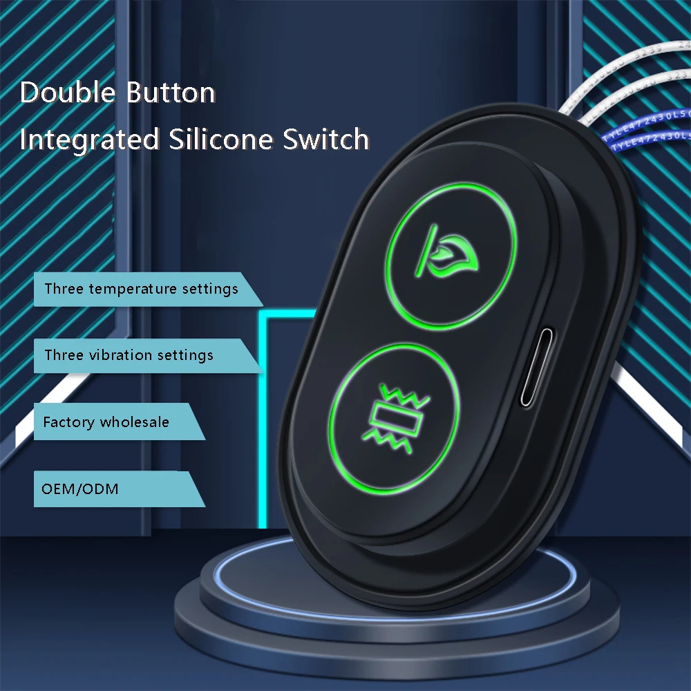 Silicone temperature control switch three heat glove switch heat sheet controller silicone key manufacturer Green light