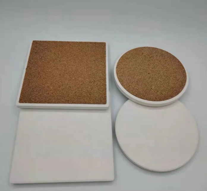 Wholesale Sandstone Coasters Promotional Sublimation Ceramic Round Blanks Coasters With Cork Back