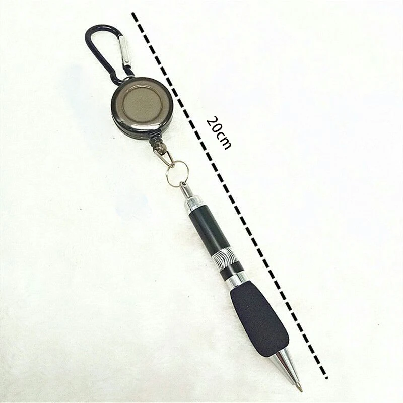 High  quality Promotional Gift custom logo Outside retractable  reel ballpoint pen with carabiner clip  Keychains