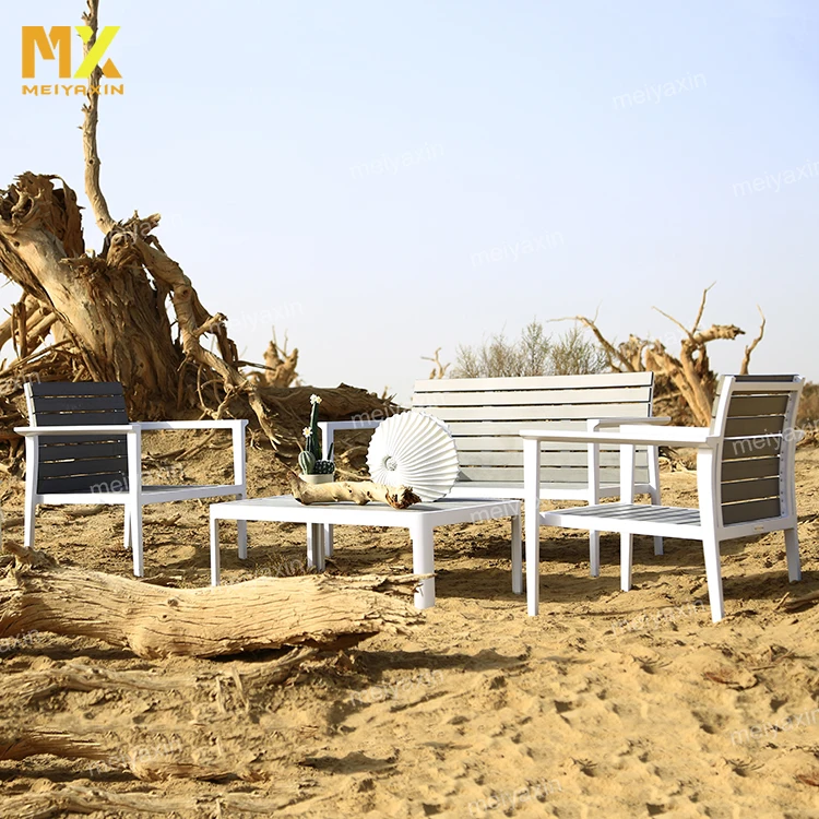 Modern Nordic Style Luxury outdoor waterproof aluminum garden dining armchair and table set for poolside courtyard Villa