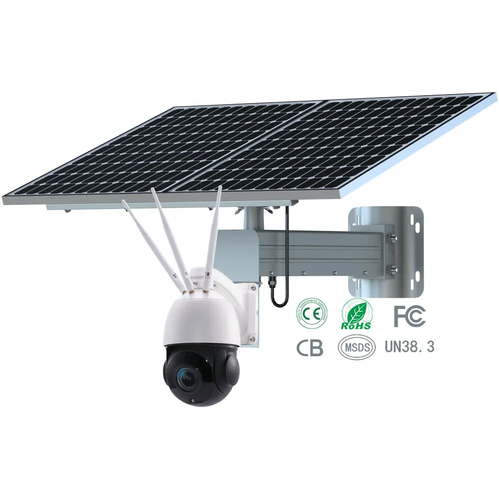 Tecdeft Full HD 8MP wireless network intelligent solar energy alert ptz camera outdoor farm 4g lte wifi solar dual cameras
