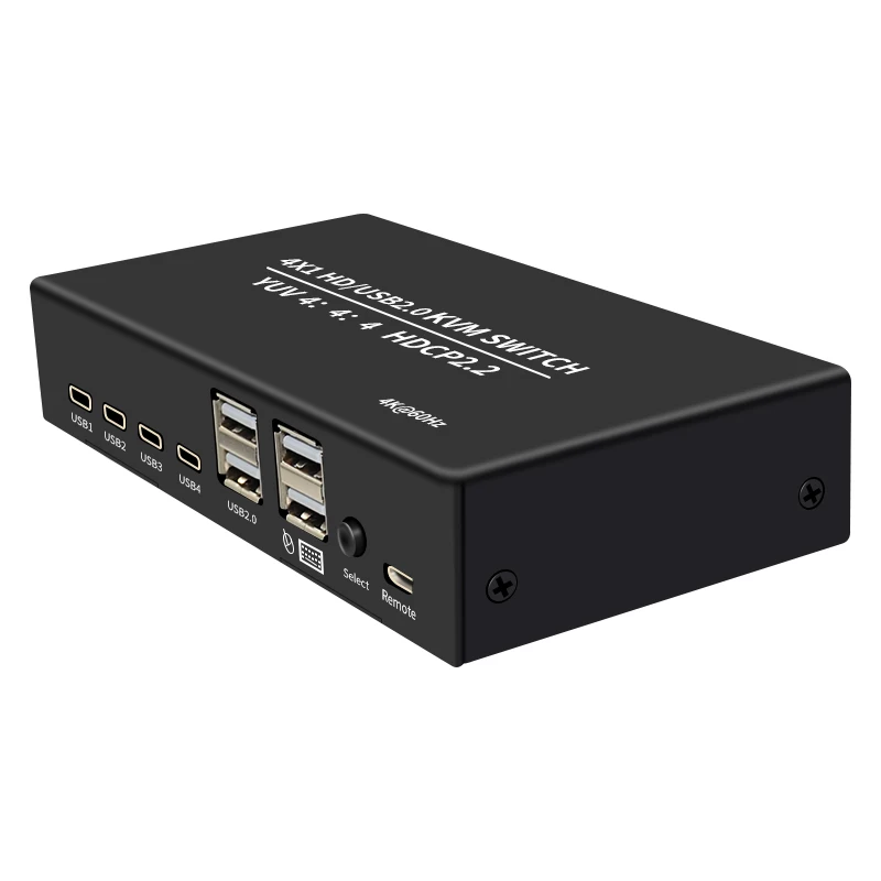 New Product 4x1 HD/USB2.0 KVM SWITCH YUV 4 : 4:  4 HDCP 2.2  4K@60HZ