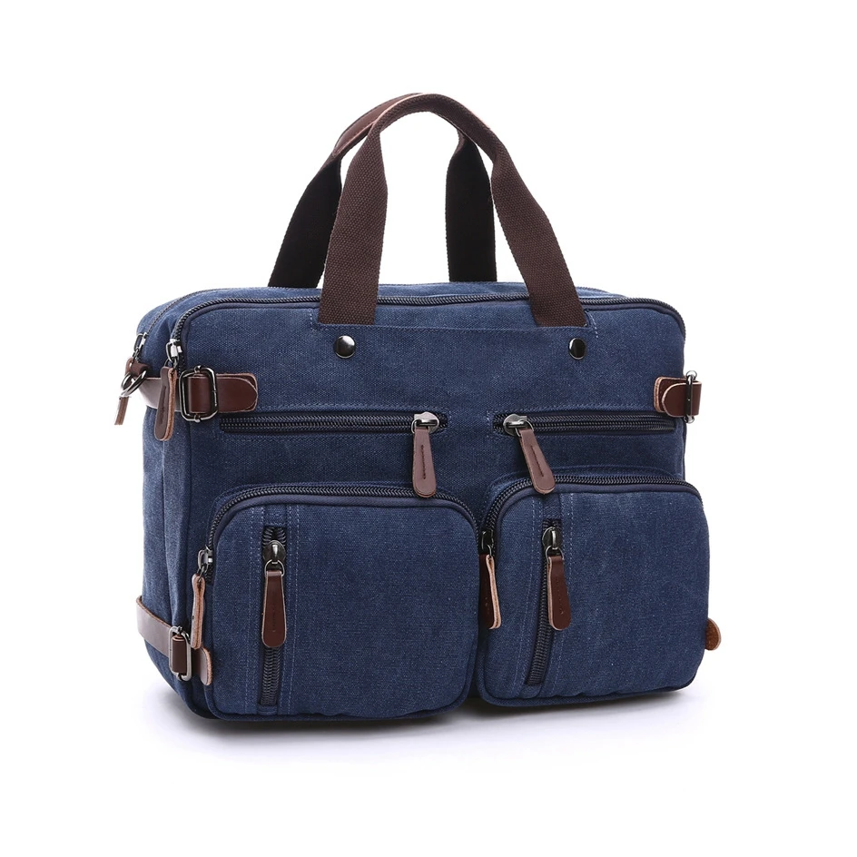 cheap pricesolid color backpack blue men travel high capacity canvas messenger bag men canvas hand bag