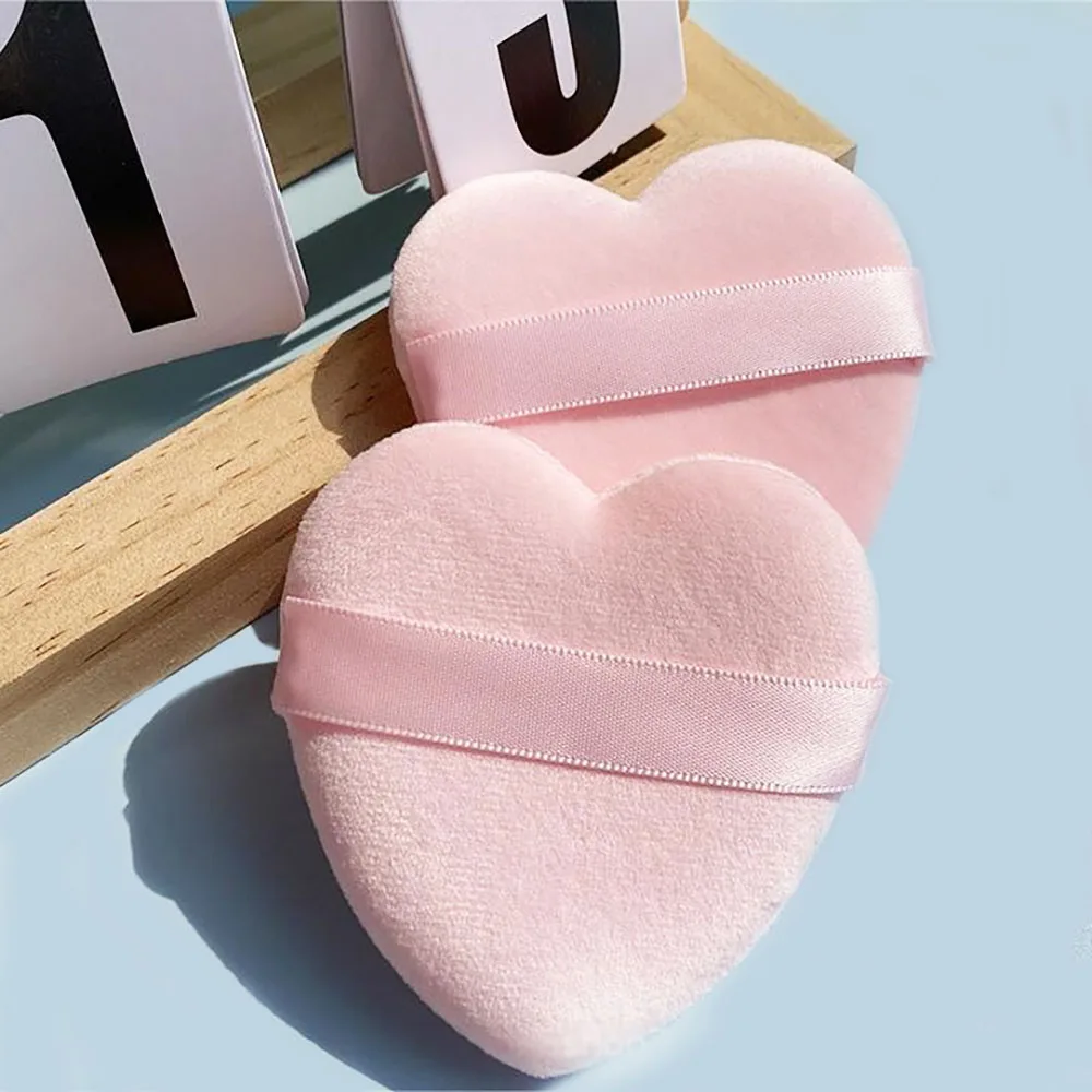 Heart Shape Triangle Powder Puff Cosmetic Sponge Soft Powder Puff Custom Logo Velvet Cosmetic Puffs