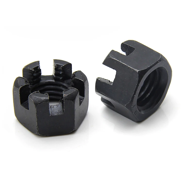 Factory Wholesale Price Hexagon Slot Nuts Carbon Steel Slotted Castle Nut Black Oxide Hex Slotted Nuts