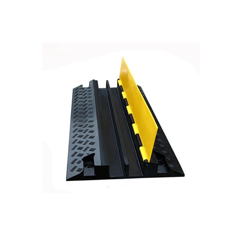 Two channels rubber speed hump cable protector