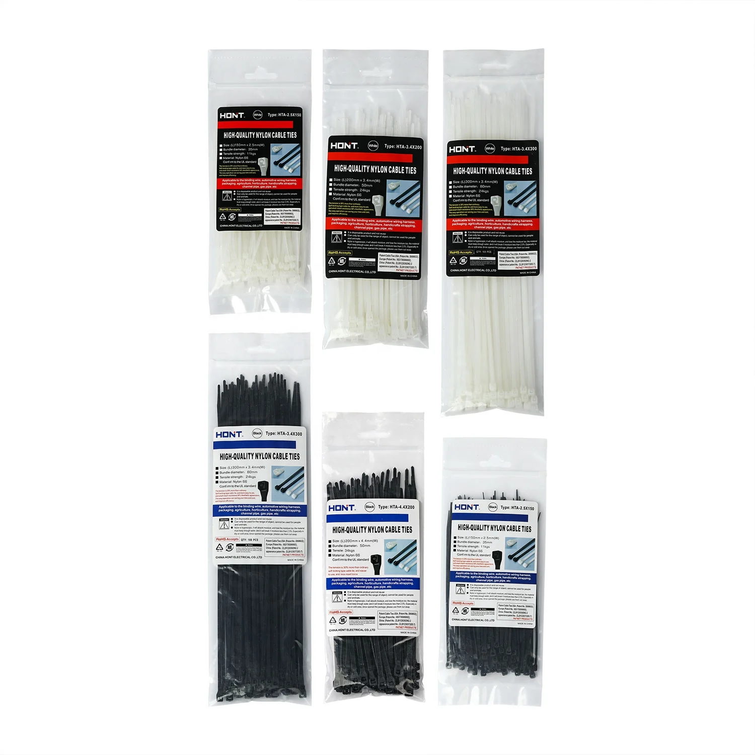 China factory nylon 66 pa 66 material cable tie plastic supplier cable clamp strap wraps 7.6*380mm zip ties